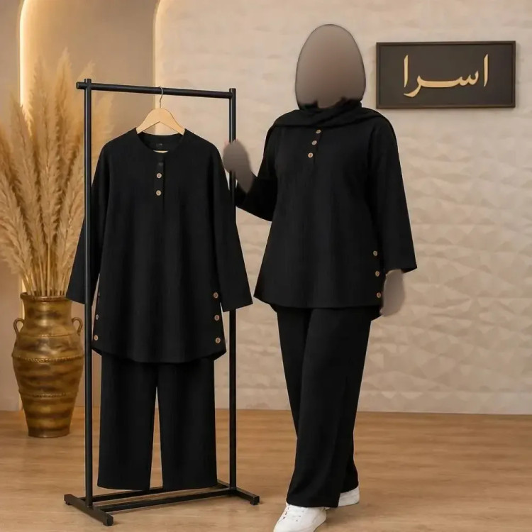 ست کت و سارافون زنانه مدل صدف جنس توییت سایز 38 تا 46 به همراه کمربند