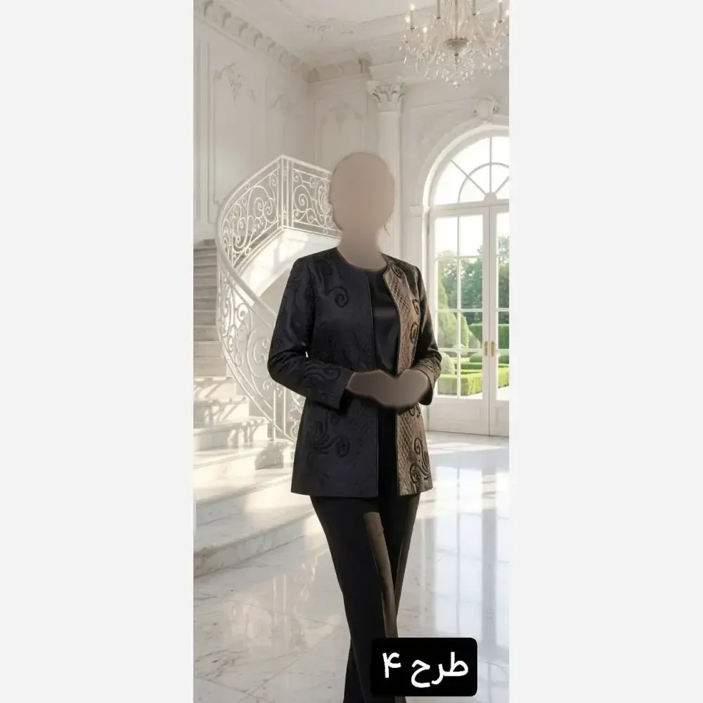 کت تک مجلسی زنانه مدل کاترین جنس ژاکارد ابریشم طرح دار با کریستال دوزی دستدوز سایز 38 تا 48