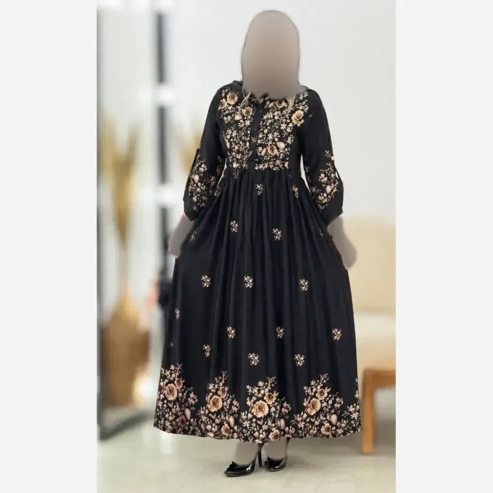 پیراهن زنانه مدل زنبق جنس بوگاتی درجه یک فری سایز 38 تا 46