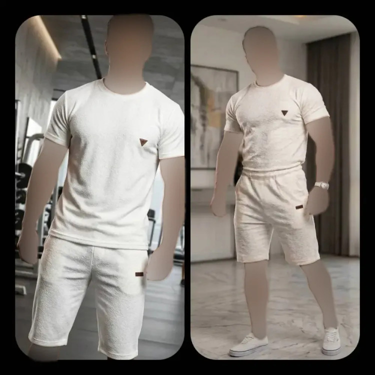 تیشرت شلوارک مردانه فلامنت سفید رنگ L و XL