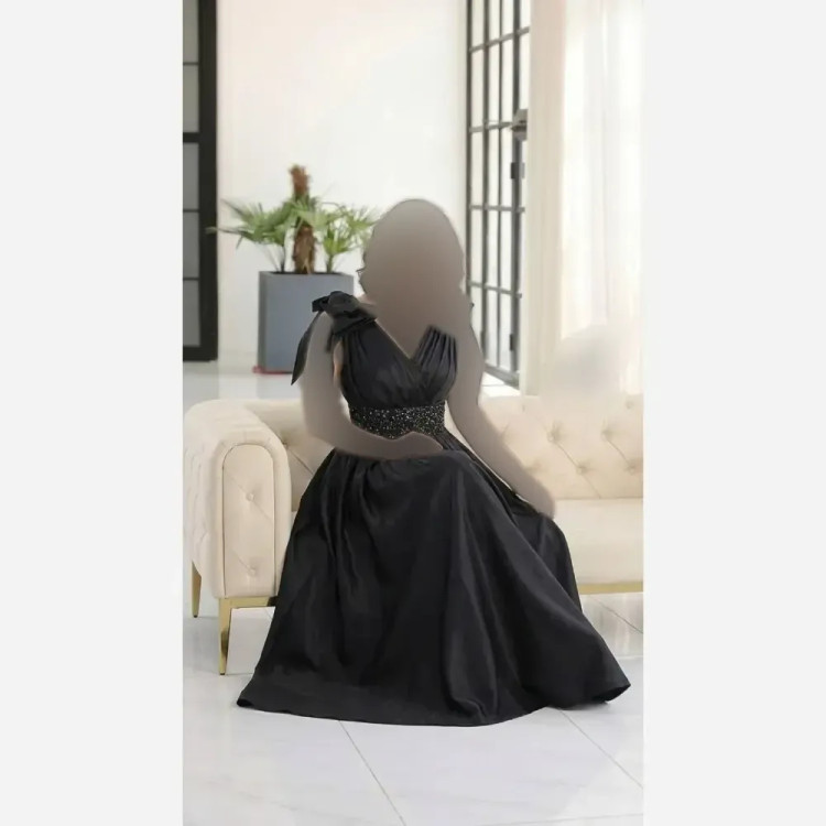 ماکسی مجلسی زنانه مدل لاله ساتن تافته کاپدار مشکی سایز 36 تا 52