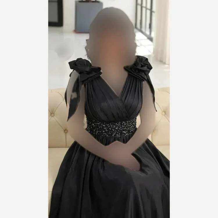 ماکسی مجلسی زنانه مدل لاله ساتن تافته کاپدار مشکی سایز 36 تا 52