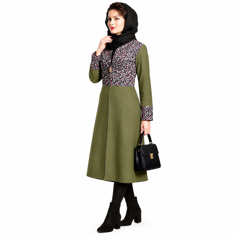مانتو زنانه طرح انتزاعی و قزن دار