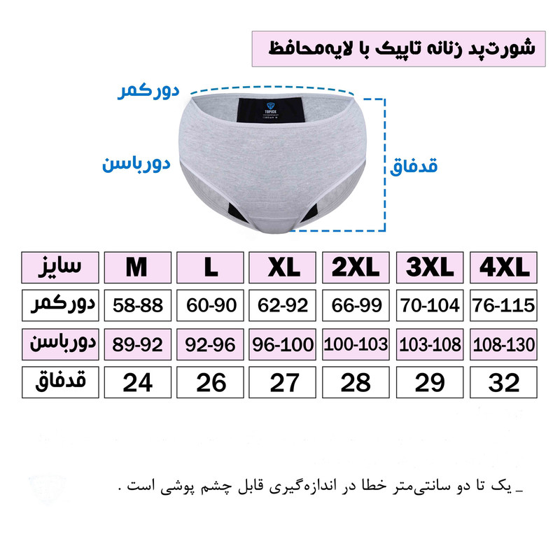 شورتکس زنانه تاپیک مدل لایه جاذب ضدحساسیت