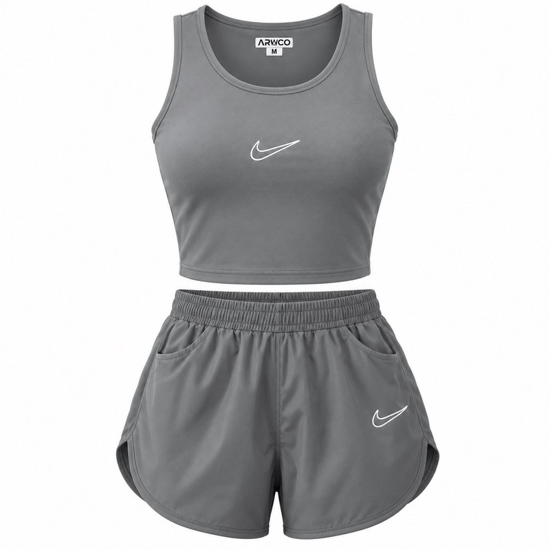 ست کراپ تاپ و شلوارک ورزشی زنانه مدل 132