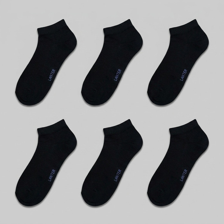 جوراب مردانه لنتر مدل مچی ساده کد Lunaria رنگ مشکی مجموعه 6 عددی