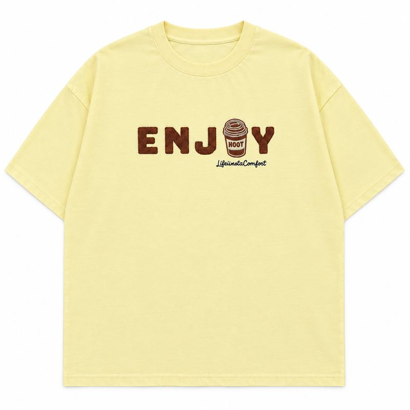 تیشرت آستین کوتاه نخ پنبه مردانه پرسیسکا باکسی طرح ENJOY مدل Ap-17