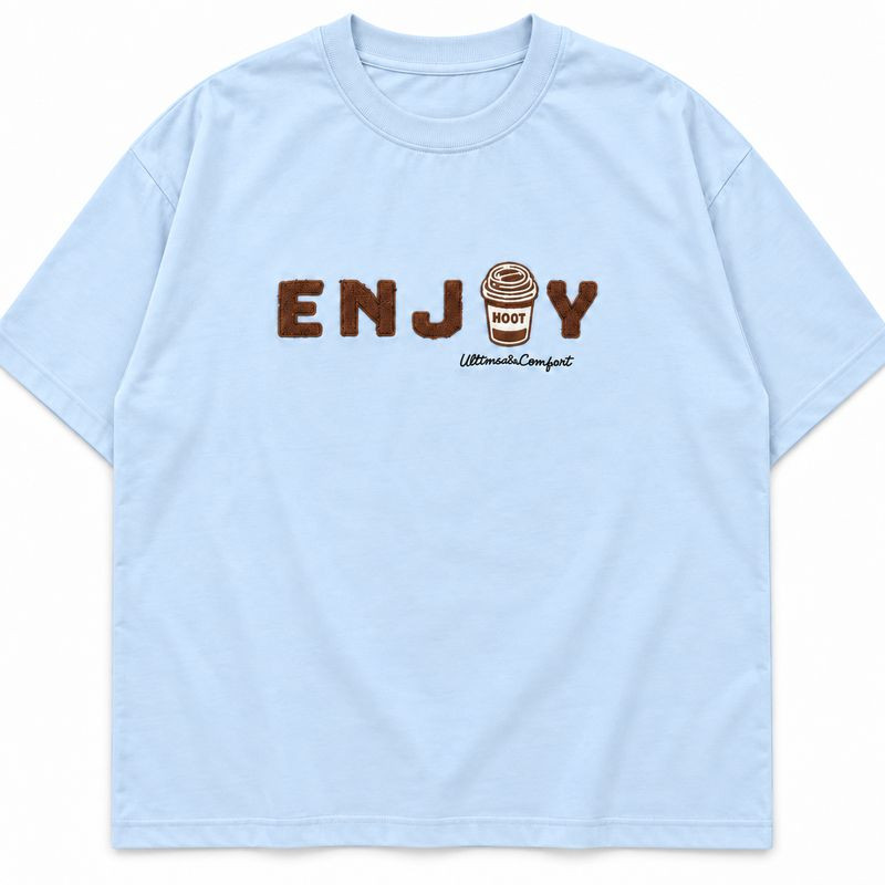 تیشرت آستین کوتاه نخ پنبه مردانه پرسیسکا باکسی طرح ENJOY مدل Ap-17