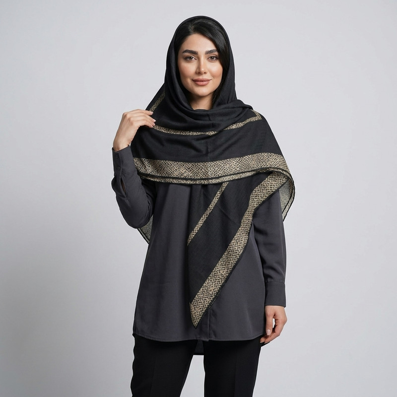روسری زنانه مدل ژاکارد دست‌دوز