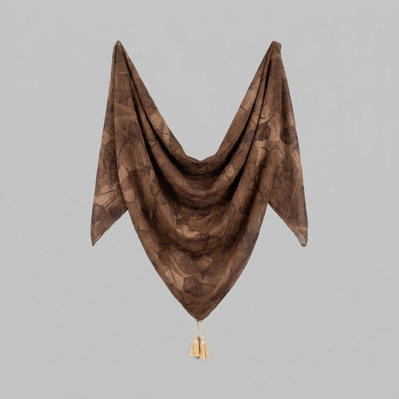 روسری زنانه نخی طرح گل‌دار منگوله‌دار 140 × 140 سانتی‌متر