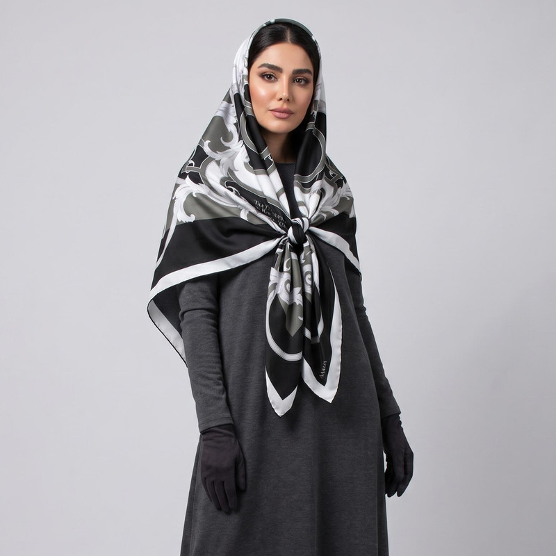 روسری زنانه مدل ابریشم مجلسی کمربندی کد 6055