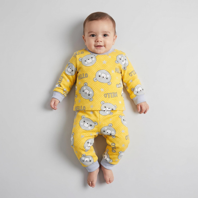 ست تی‌شرت آستین بلند و شلوار راحتی نوزادی مدل Cvl کد ۴۰۰