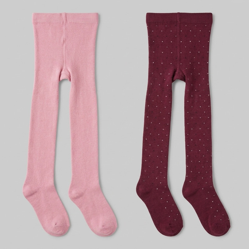 جوراب شلواری دخترانه کولزیون مدل PINK مجموعه 2 عددی