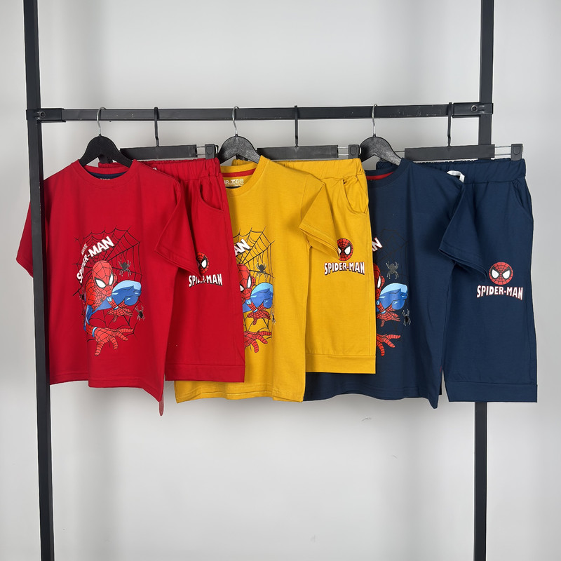 ست تیشرت آستین کوتاه و شلوارک راحتی پسرانه مدل Spiderman کد 750