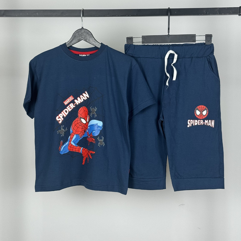 ست تیشرت آستین کوتاه و شلوارک راحتی پسرانه مدل Spiderman کد 750