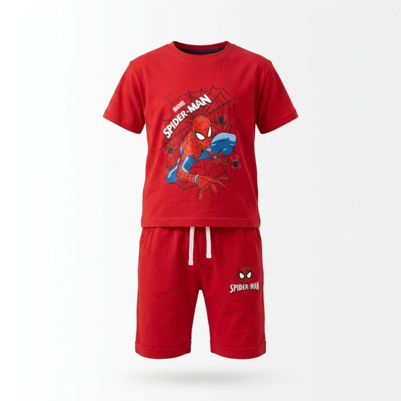 ست تیشرت آستین کوتاه و شلوارک راحتی پسرانه مدل Spiderman کد 750