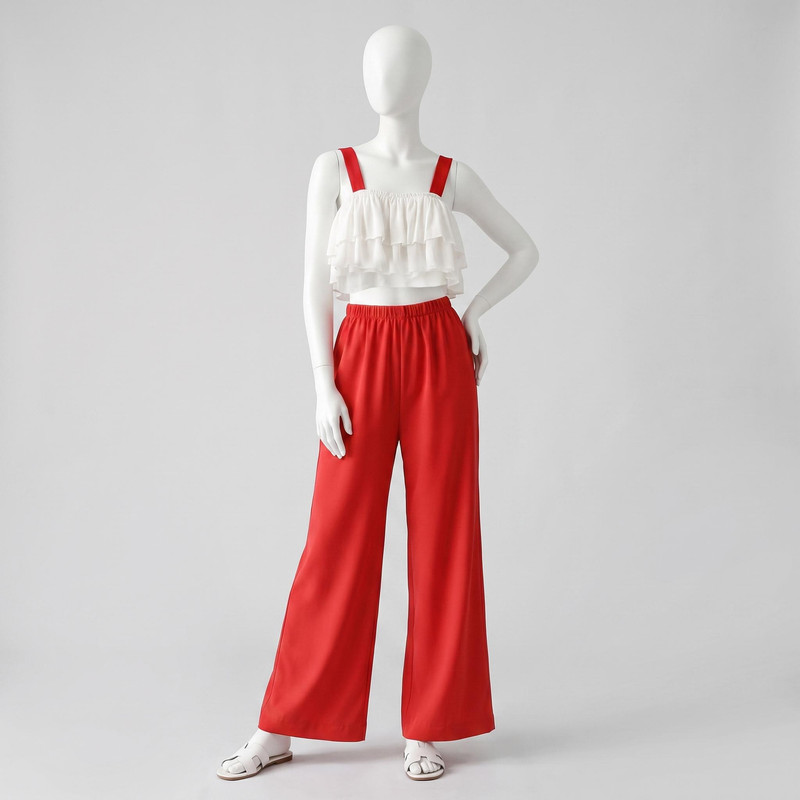 ست نیم تنه و شلوار راحتی زنانه شیرین جامه مدل دو پاچین کد 006