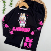 ست تیشرت آستین بلند و شلوار راحتی دخترانه مدل کراپ لبوبو کد LABUBU 8983