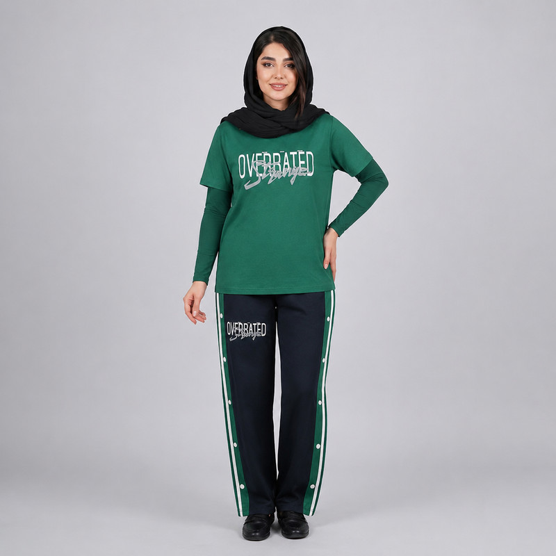 ست تی‌شرت آستین کوتاه و شلوار راحتی زنانه مدل سودا