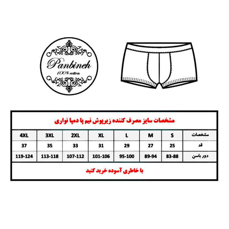 شورت مردانه پنبینه مدل باکسر طبی دمپا نواری مجموعه 3 عددی