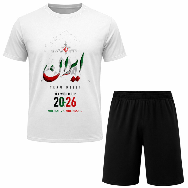 ست تی‌شرت آستین کوتاه و شلوارک راحتی مردانه مدل A128 طرح تیم ملی