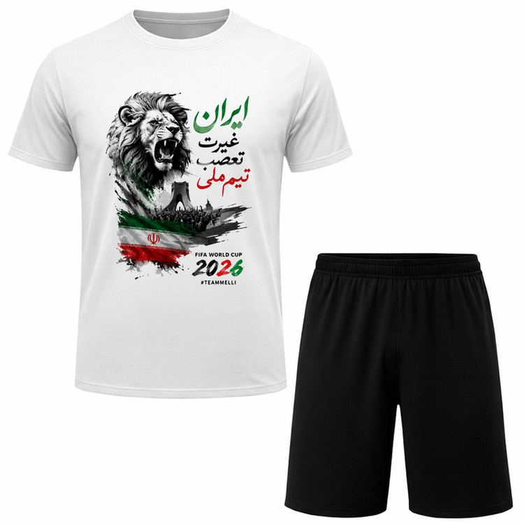 ست تیشرت آستین کوتاه و شلوارک راحتی مردانه مدل A126 طرح تیم ملی