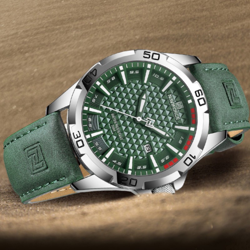 ساعت مچی عقربه ای مردانه نیوی فورس مدل تقویم دار بند جیر کد NF8023-S GN
