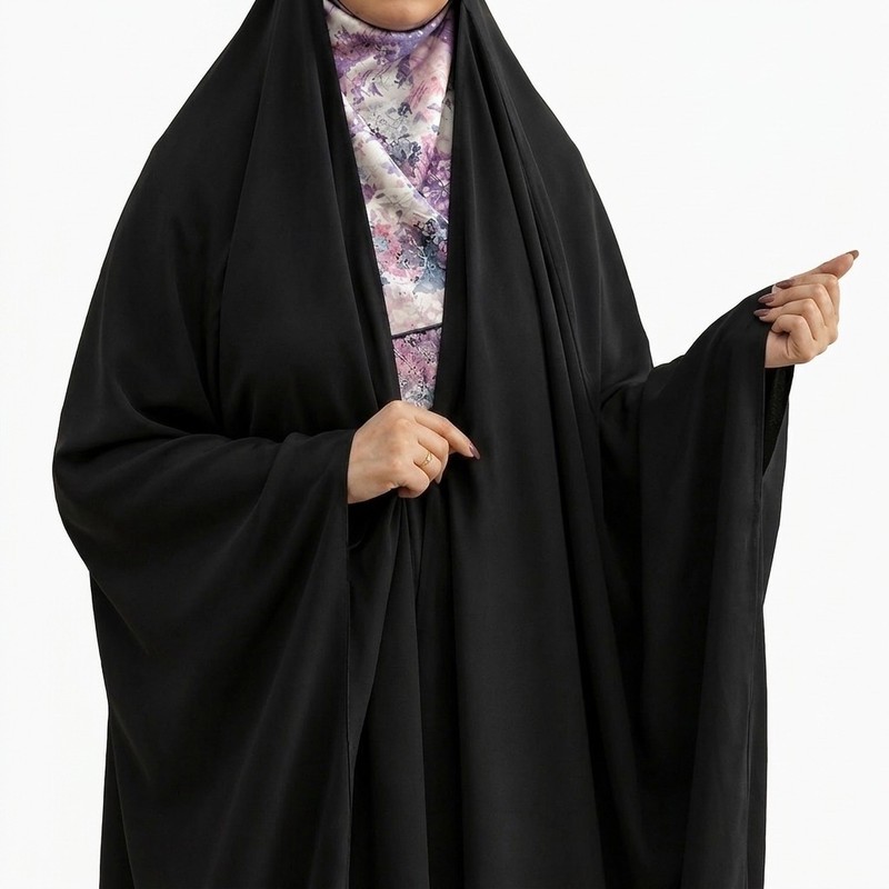 چادر عربی کرپ حریراسود زنانه طرح ساده