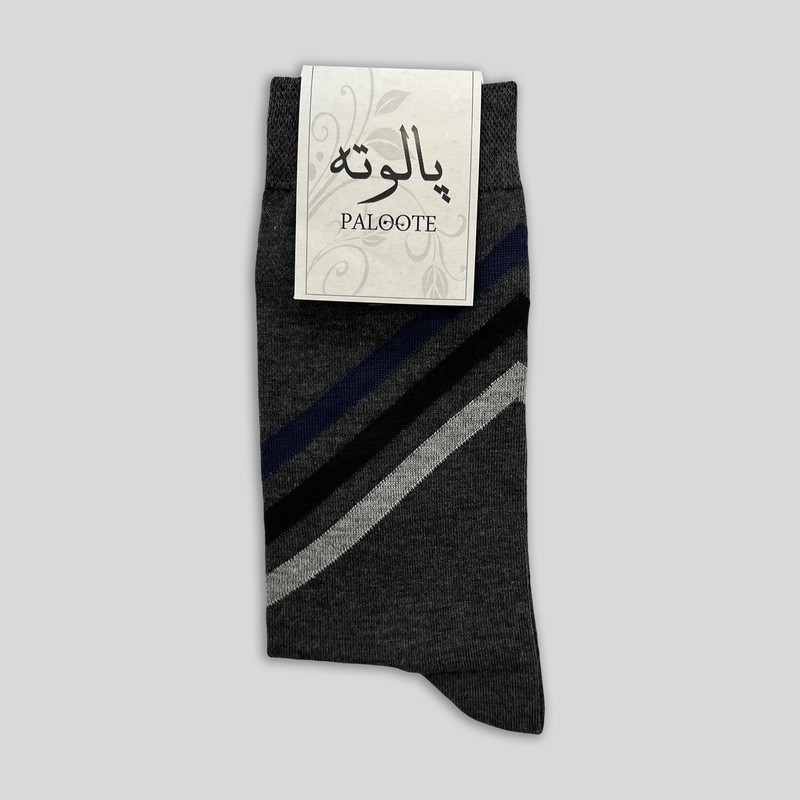 جوراب ساق بلند مردانه پالوته طرح راه راه مدل PLT-P7 بسته 3 عددی
