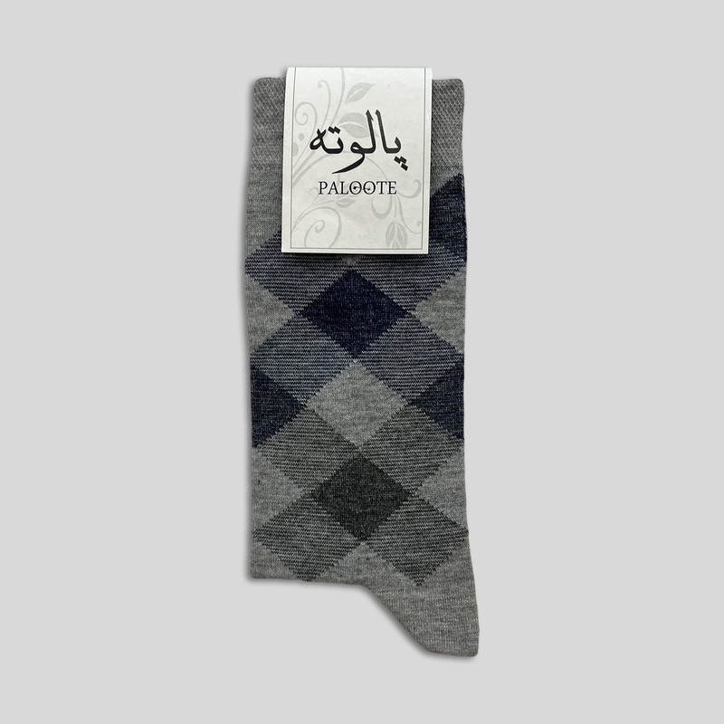 جوراب ساق بلند مردانه پالوته طرح چهارخانه مدل PLT-P6 بسته 3 عددی