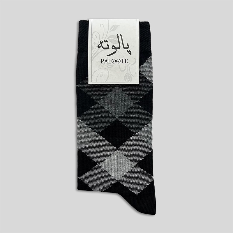 جوراب ساق بلند مردانه پالوته طرح چهارخانه مدل PLT-P6 بسته 3 عددی