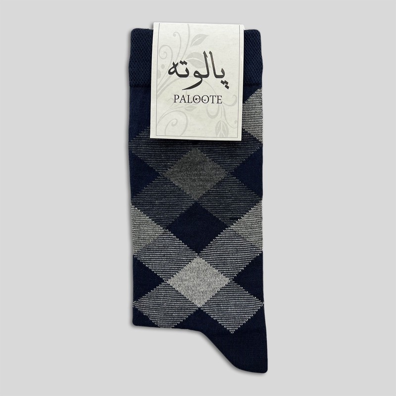 جوراب ساق بلند مردانه پالوته طرح چهارخانه مدل PLT-P6 بسته 3 عددی