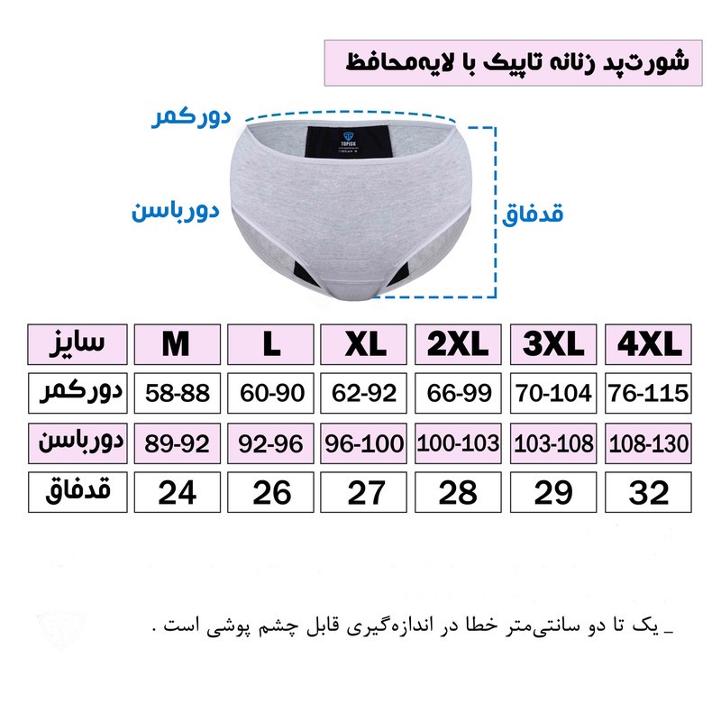 شورتکس زنانه تاپیک مدل لایه جاذب ضدحساسیت