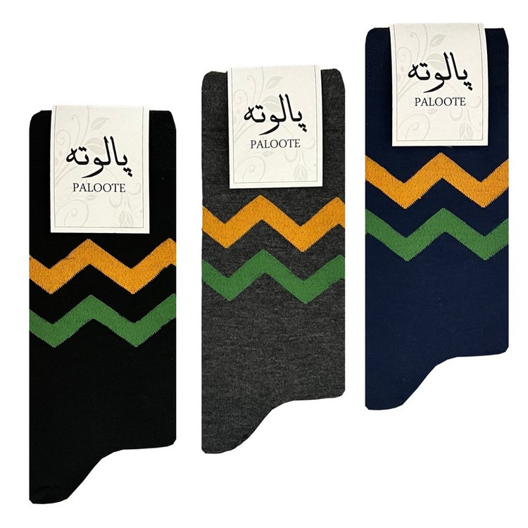 جوراب ساق بلند مردانه پالوته مدل PLT-P4 مجموعه 3 عددی