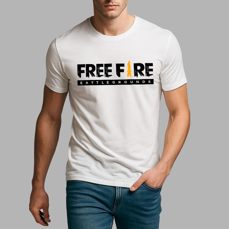تیشرت آستین کوتاه مردانه طرح free fire کد T 246