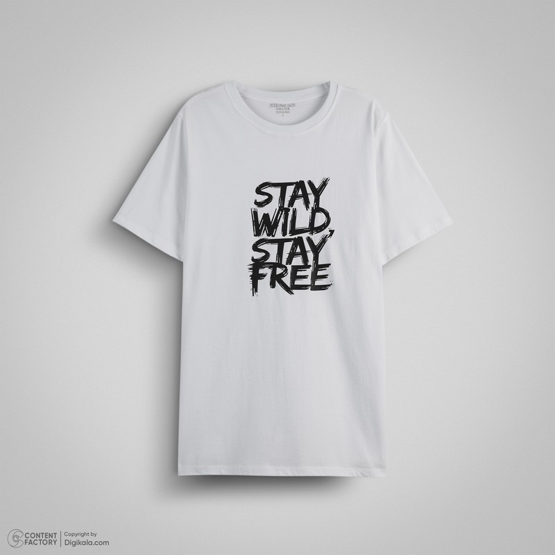 تی شرت آستین کوتاه یقه گرد مردانه دیلمانا مدل Stay Wild Stay Free
