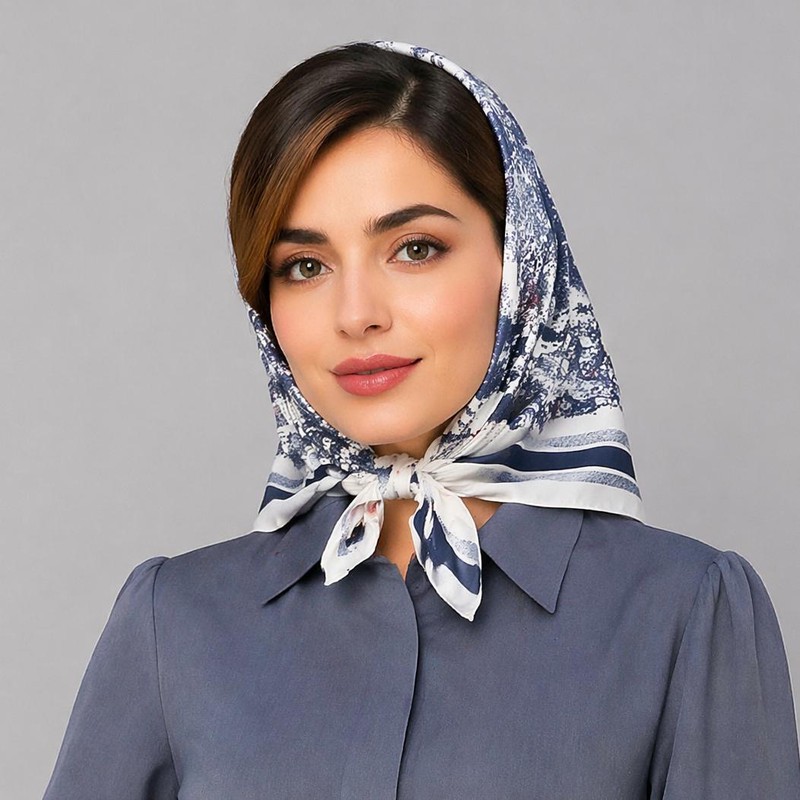 مینی اسکارف ابریشم زنانه مدل سیلک جنگل با طول و عرض 70 70 سانتی متر