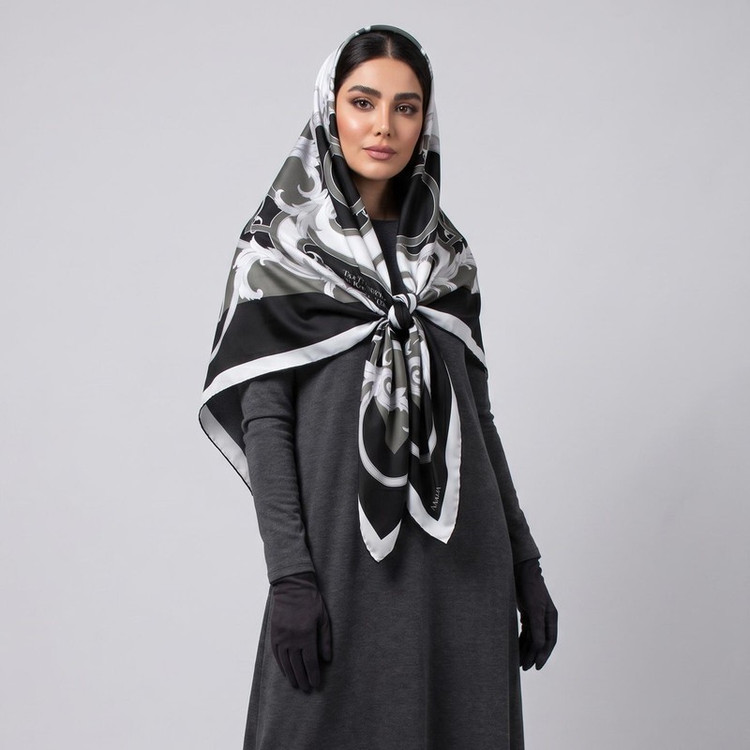 روسری زنانه مدل ابریشم مجلسی کمربندی کد 6055