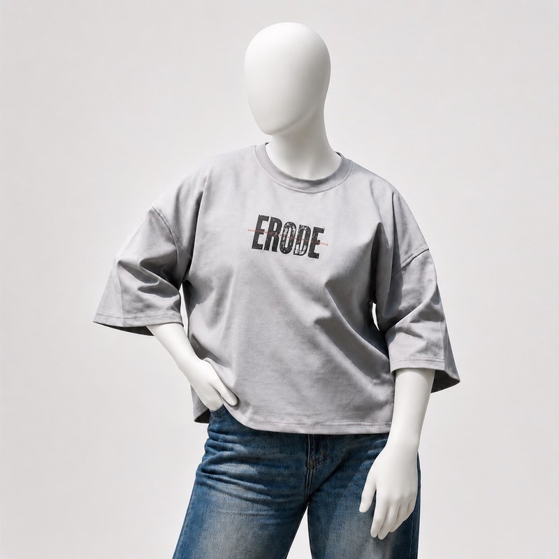 تی شرت باکسی زنانه پنبه ای چاپی مدل erode109