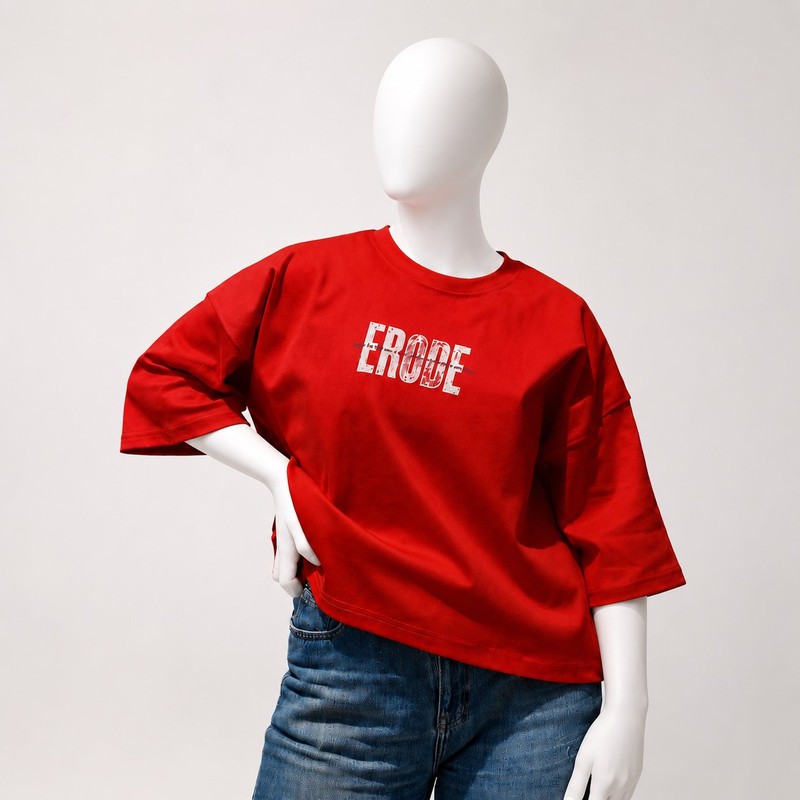 تی شرت باکسی زنانه پنبه ای چاپی مدل erode109