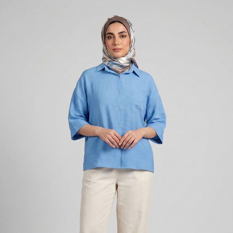 شومیز آستین سه ربع یقه برگردان زنانه مون سا مدل 19