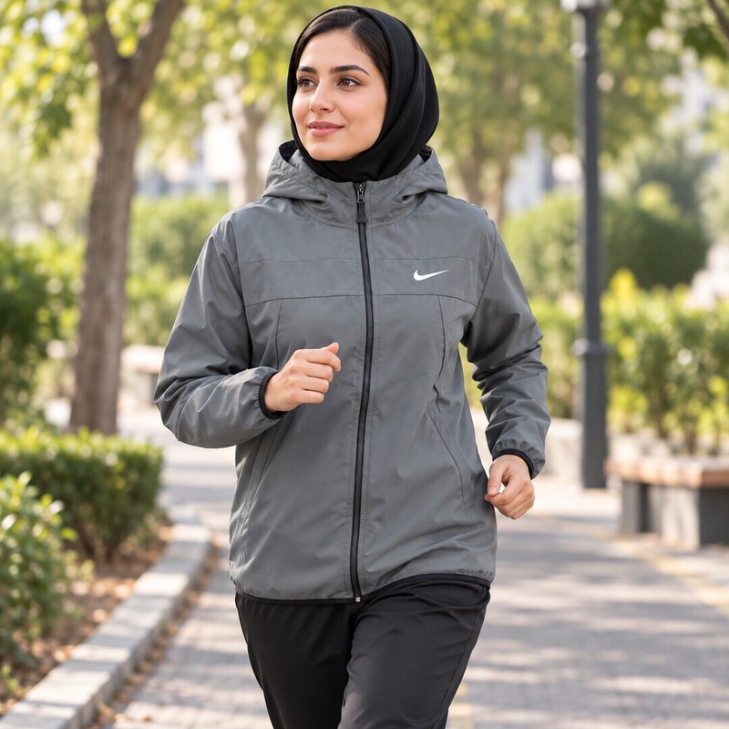 بادگیر ورزشی زنانه مدل کلاه دار ضدآب