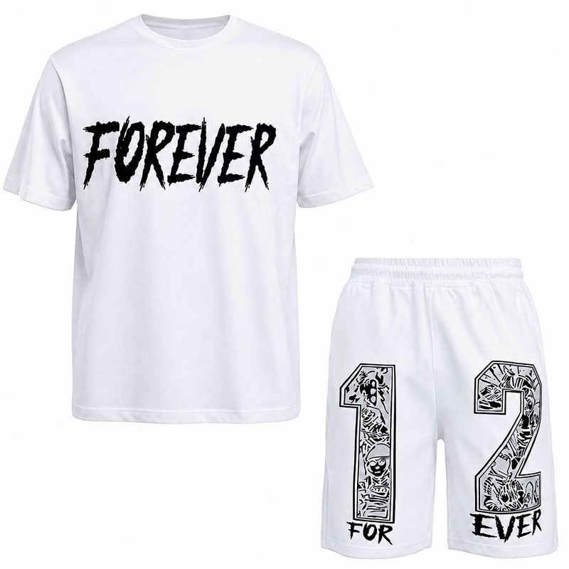 ست تی شرت آستین کوتاه و شلوارک راحتی مردانه مدل FOREVER