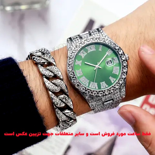ساعت مچی عقربه ای مردانه مدل فول نگین کد date-n-s1
