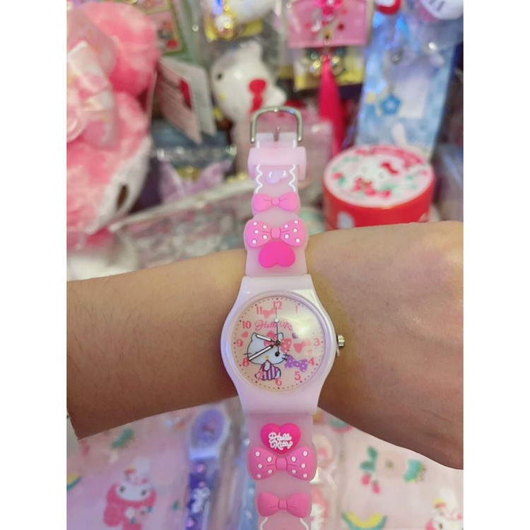 ساعت مچی عقربه ای بچگانه مدل بند سیلیکونی طرح هلو کیتی