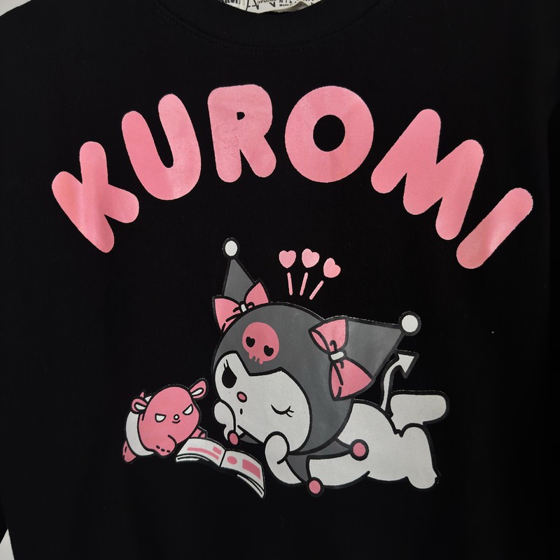 ست سویشرت و شلوار راحتی دخترانه پنبه ای مدل Kuromi کد 796