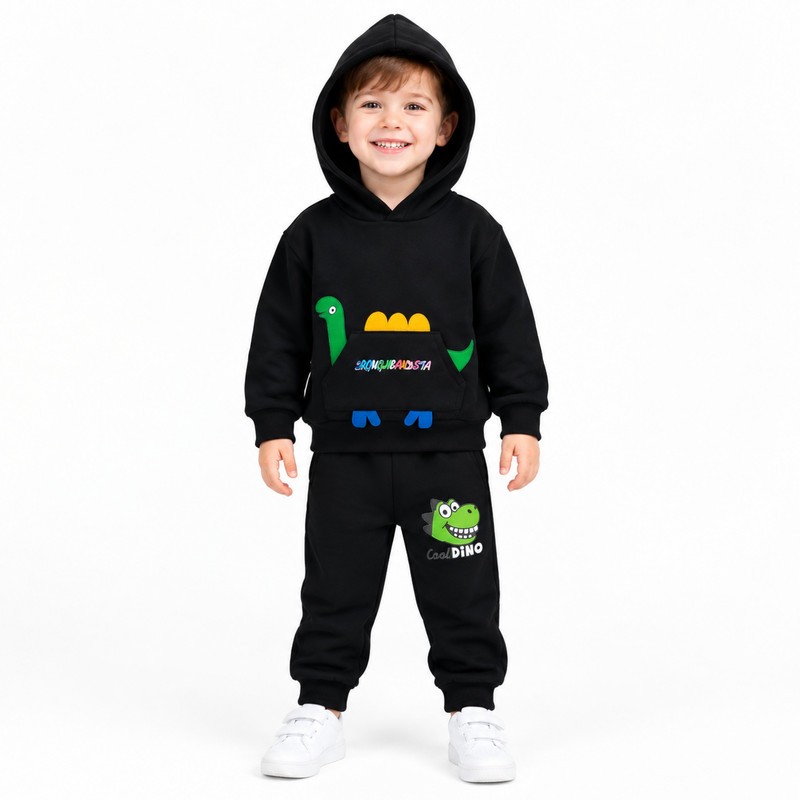 ست هودی و شلوار پسرانه مدل Dinosaur کد M66