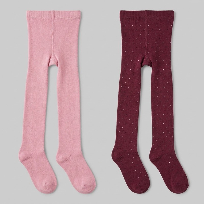 جوراب شلواری دخترانه کولزیون مدل PINK مجموعه 2 عددی