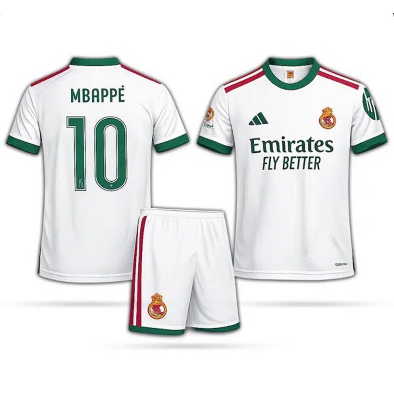 ست تی شرت و شلوارک ورزشی پسرانه رئال مادرید مدل امباپه Home 2027
