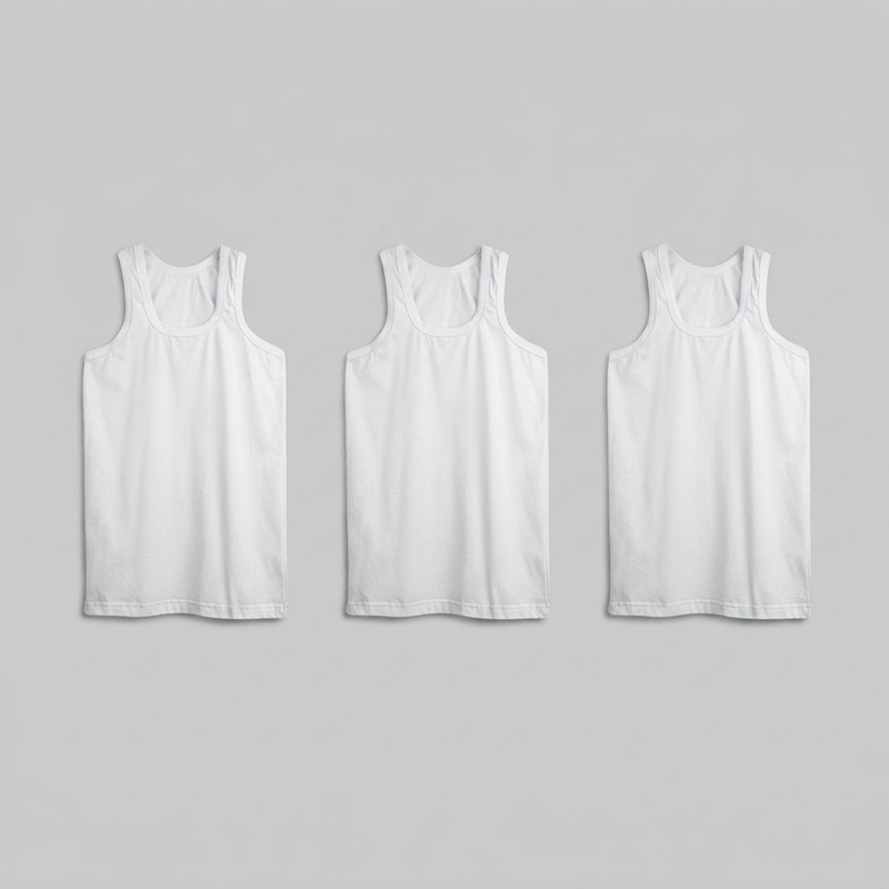 زیرپوش رکابی یقه گرد مردانه جناب مدل Tank Top-B بسته 3 عددی